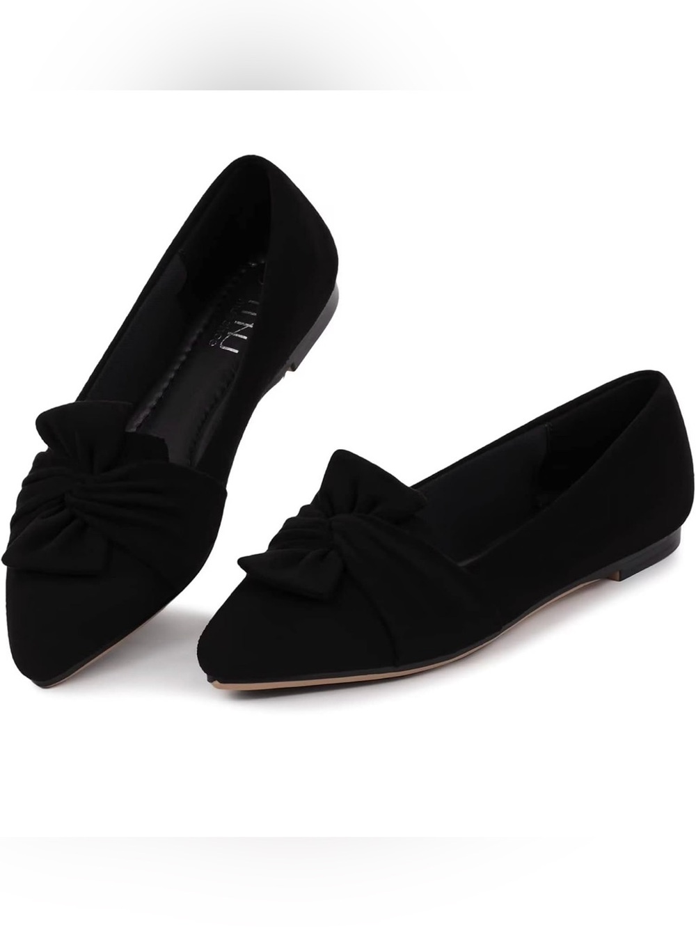 Musshoe Women’s Bow Comfort Memory Foam Flats - Black - Size 10.5